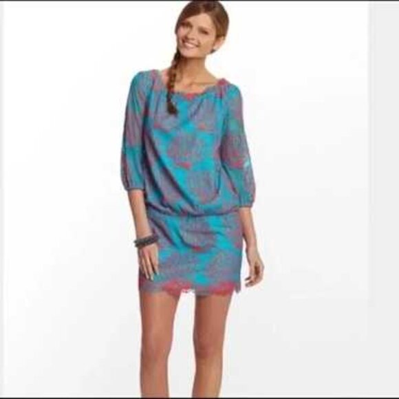 NWT Lilly Pulitzer Cee Cee Dress— Snorkel Blue Coral Mesh Lace - Picture 2 of 10